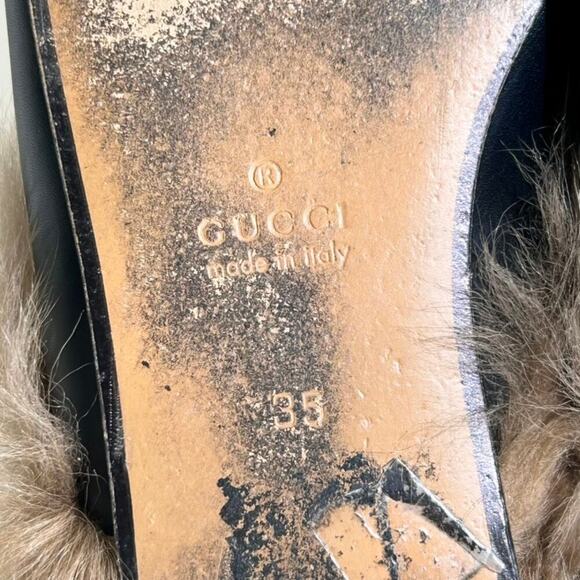Gucci Fur Lined Embroidered Flower Horsebit Princetown Mules Michele Gigi Hadid - Picture 14 of 14
